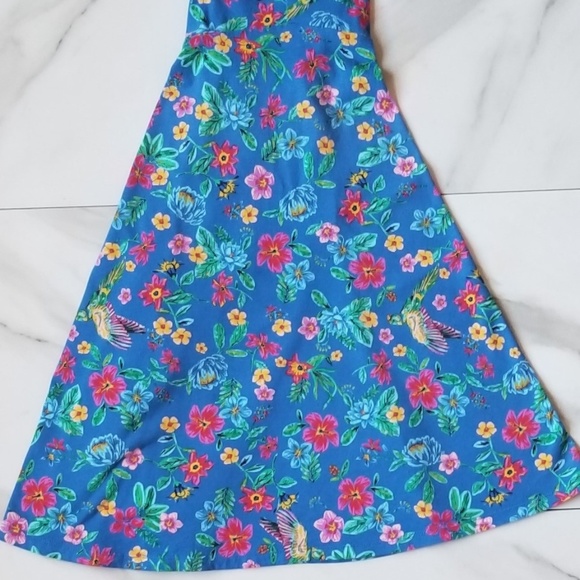 Old Navy Blue Floral Fit & Flare Cami Dress, Sz 8 - Picture 4 of 8